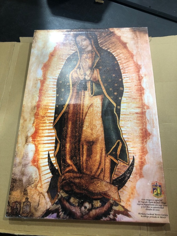 Photo 1 of Our Lady of Guadalupe Portrait Canvas Wall Art Decor Virgin Mary 24'