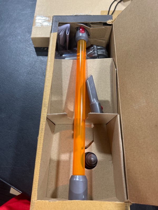 Photo 2 of Casdon 68702 Dyson Cordless Vacuum Interactive Toy for Children Aged 3+, Purple and Orange