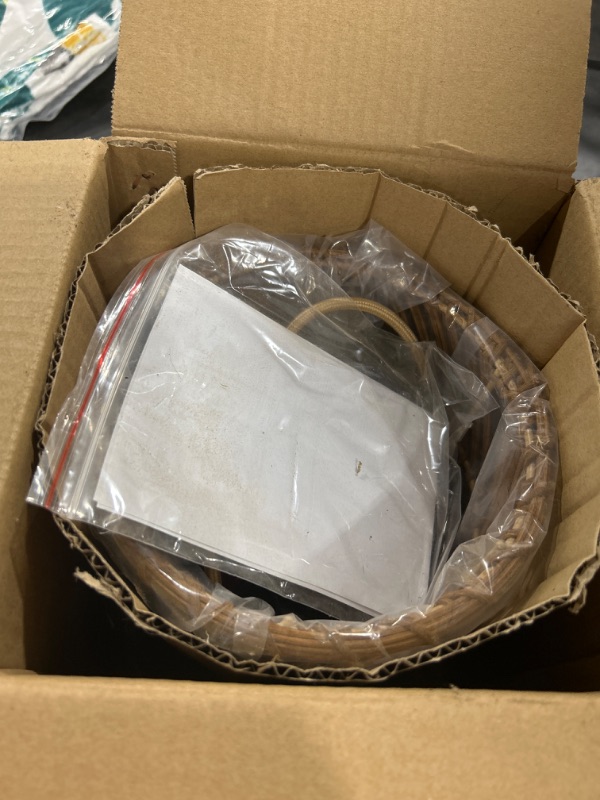 Photo 1 of Pendtlit Rustic Boho Pendant Light Hand-Woven Rattan Cage Basket Hanging Lamp Farmhouse Retro Wicker Light Fixtures for Dining Room Kitchen Island Hallway Cafe Bar UL Listed large