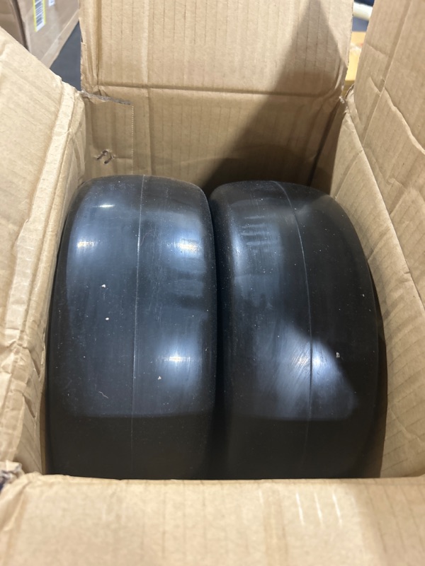 Photo 2 of 2 PCS 11x4.00-5" Flat Free Lawn Mower Tire on Wheel, 3/4" or 5/8" Bushing, 3.4"-4"-4.5 -5" Centered Hub, Universal Fit Smooth Tread Tire for Zero Turn Lawn Mowers, with Universal Adapter Kit