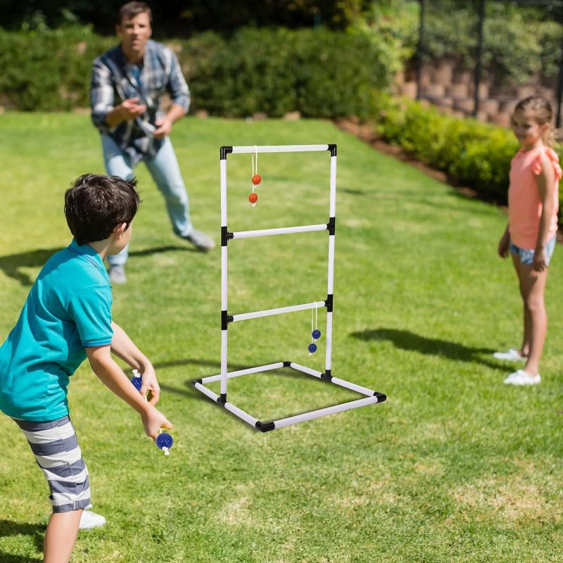 Photo 1 of GOODLYSPORTS Strong Ladder Ball, Ladder Toss. Lawn Games and Yard Game with Real Golf Balls of Red and Blue. Outdoor Games for Adults,Children and Family.