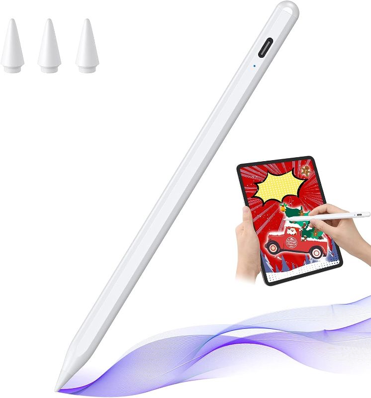 Photo 1 of Stylus Pen for iPad 9th&10th Generation - 5X Fast Charge Digital Pen - Compatible with 2018-2023, Apple iPad Pro 11/12.9 Inch,iPad 6-10 Gen,iPad Mini 5-6 Gen,iPad Air 3-5 Gen-White
