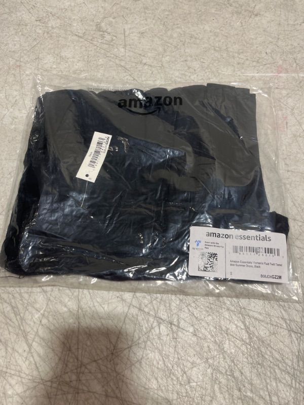 Photo 1 of Amazon Essentials Women's Fluid Twill Tiered Midi Summer Dress SIZE Small Black