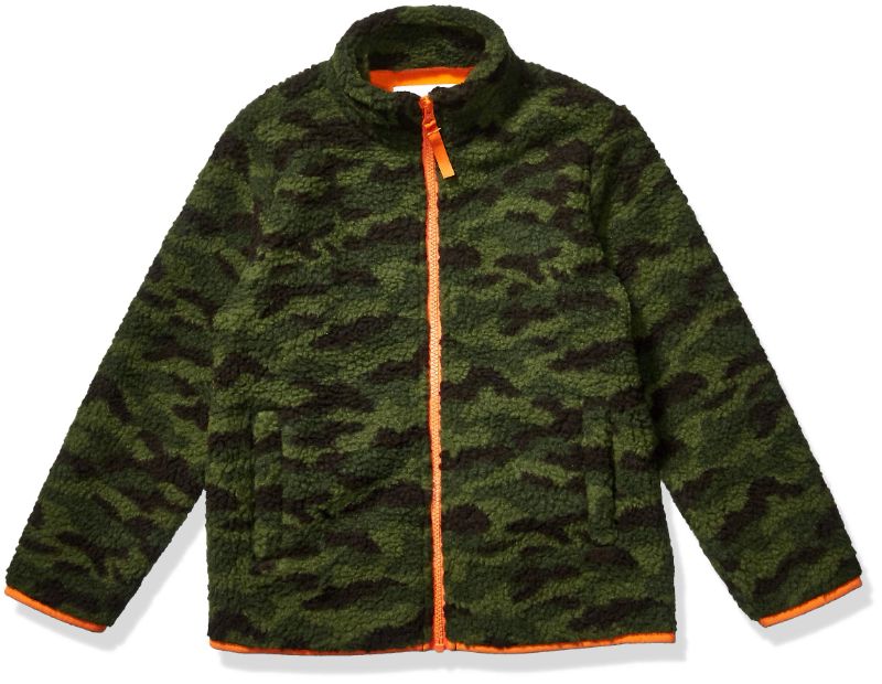 Photo 1 of Amazon Essentials Boys and Toddlers' Polar Fleece Lined Sherpa Full-Zip Jacket SIZE Large Green Camo