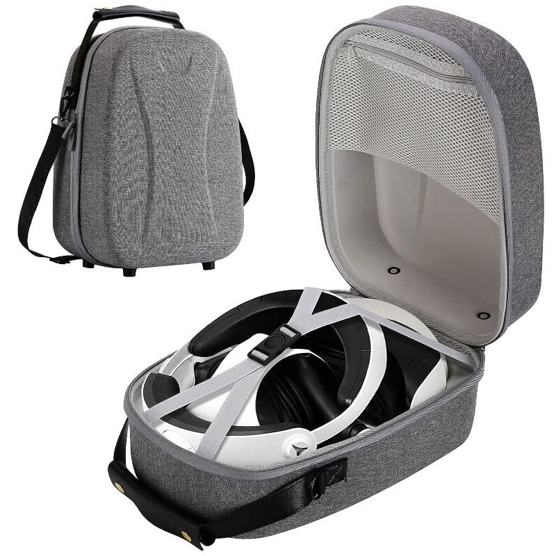 Photo 1 of PSVR2 Case, Carrying Case for PSVR2, Travel Case with Built-in Pocket for Store Small PSVR 2 Accessories,Portable Handbag with Shoulder Strap for Playstation VR2 Sense Controller, Hard Case for PS VR2
