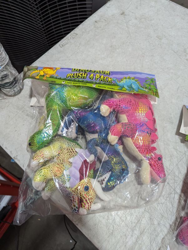Photo 1 of BUILD ME Plush Dinosaur Stuffed Animal Set of 4 Soft Dinosaurs, 12" Stuffed Dinosaur Set Includes T-Rex Brachiosaurus Stegosaurus and Triceratops Toys for Boys