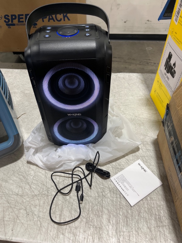 Photo 2 of Bluetooth Speaker, W-KING 80W Super Punchy Bass, Huge 105dB Sound Portable Wireless Speakers, Mixed Color LED Lights, 24H Playtime, Bluetooth 5.0, USB Playback, Loud for Party, Non-Waterproof