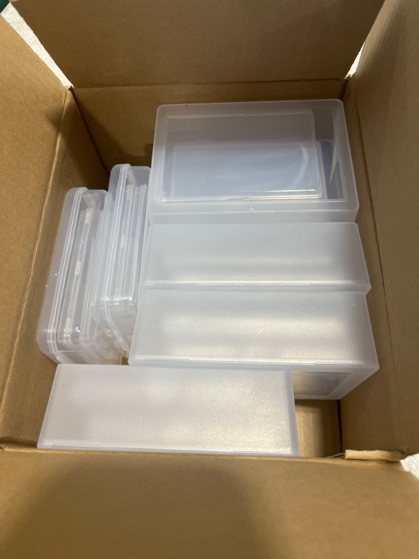 Photo 2 of 24 Packs Mixed Sizes Clear Plastic Storage Box, Box Containers with Hinged Lids for for Storing Small Items, Jewelry and Other Craft Projects