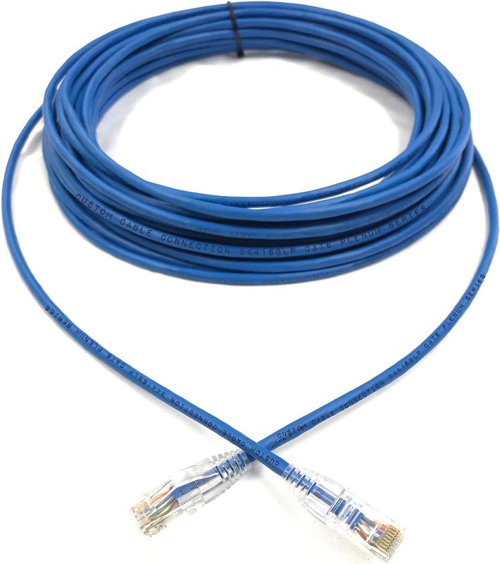Photo 1 of 100 Foot Blue Cat6 UTP Plenum CMP Rated Ethernet Patch Cable by Custom Cable Connection
