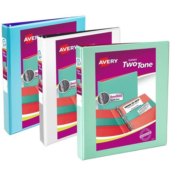 Photo 1 of Avery Two-Tone Durable View Binder, 1/2" Slant Rings, 120-Sheet Capacity, DuraHinge,   12 Binders (17241)