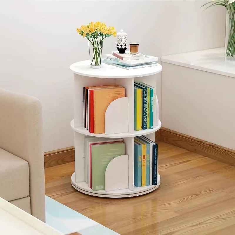 Photo 1 of 2 Tier 360° Rotating Stackable Shelves Bookshelf Organizer (White)