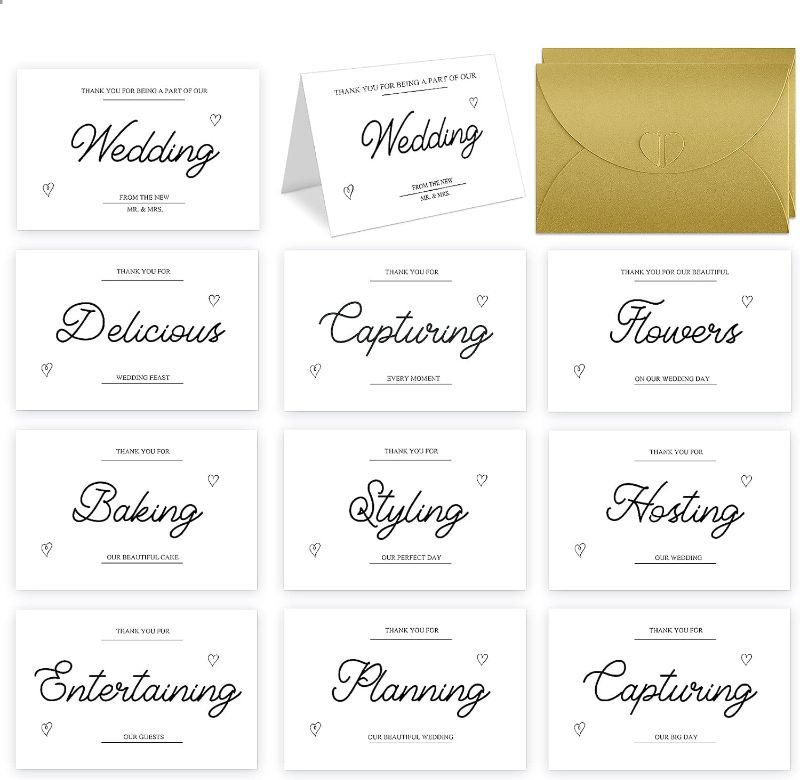 Photo 1 of 68 Pack Wedding Thank You Cards to Express Gratitude Personalized Wedding Card with Envelope Thank You Notes for Photographer Planner Florist Baker Officiant Stylist Band Guest from the New Mr and Mrs