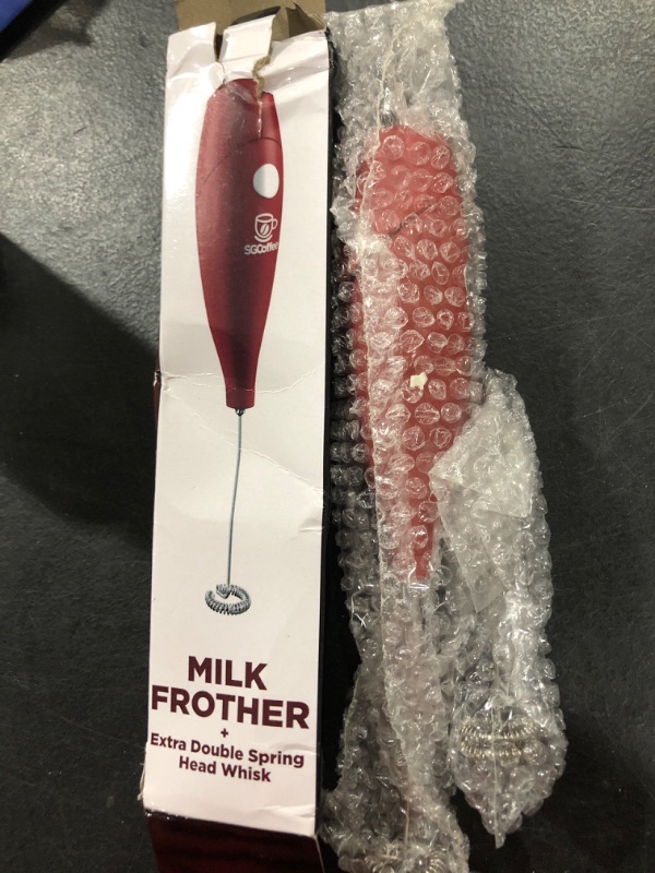 Photo 2 of Powerful Double Whisk Milk Frother - Handheld Coffee Blender Frother for Lattes - Electric Whisk Mini Mixer, Milk Foamer Drink Stirrer, Foam Maker for Coffee, Frappe, Matcha, Cappuccino (Red)