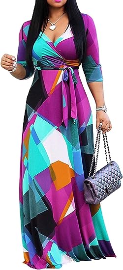 Photo 1 of FANDEE Plus Size Maxi Dress for Women Casual Summer Sundress V-Neck 3/4 Sleeve 3XL NOT SAME COLOR AS STOCK 