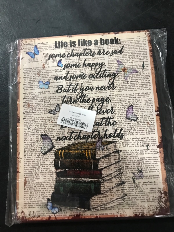 Photo 1 of akeke Book Lover Poster Vintage Rustic Farmhouse Butterfly Wood Wall Art Decor Inspirational Literary Quotes Gifts for Bookworm Book Lovers Bestie women Sister Friend Son Daughter