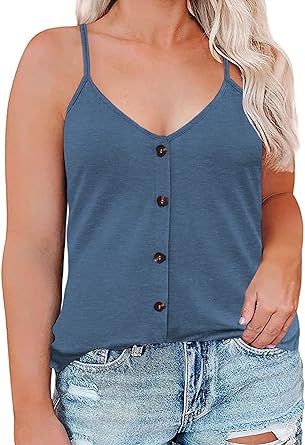 Photo 1 of DOLNINE Plus-Size-Tank-Tops for Women Button Down Sexy Sleeveless Cami Shirts 2XL