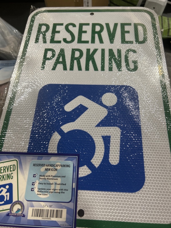 Photo 1 of Metal Handicap Parking Sign 18"x12" - No Parking Sign Do Not Block Driveway Sign | Reflective No Parking Signs | Aluminum (18" x 12", Pk 1)