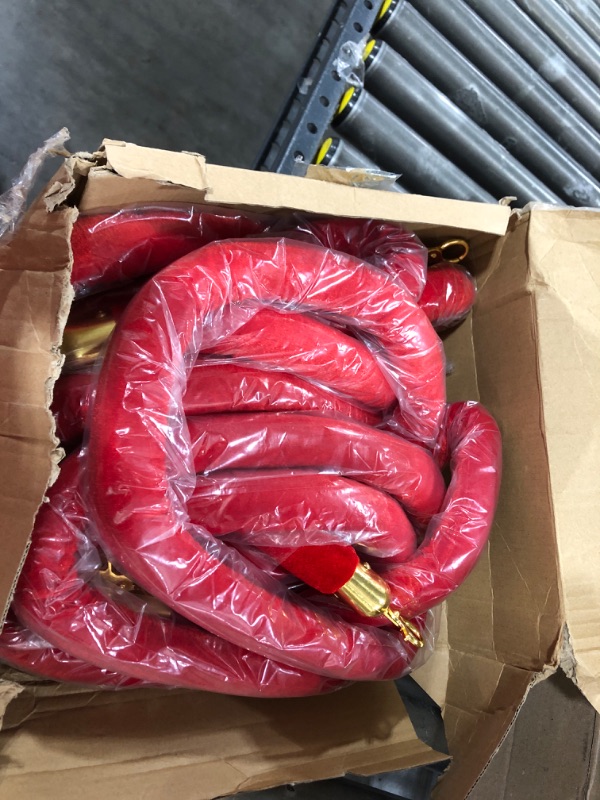 Photo 1 of 6 Pack Red Velvet Stanchion Rope, 5 Feet Crowd Control Stanchion Ropes Safety Barrier with Gold Plated Hook for Red Carpet Events Movie Theaters Grand Openings Hotels Party Supplies
