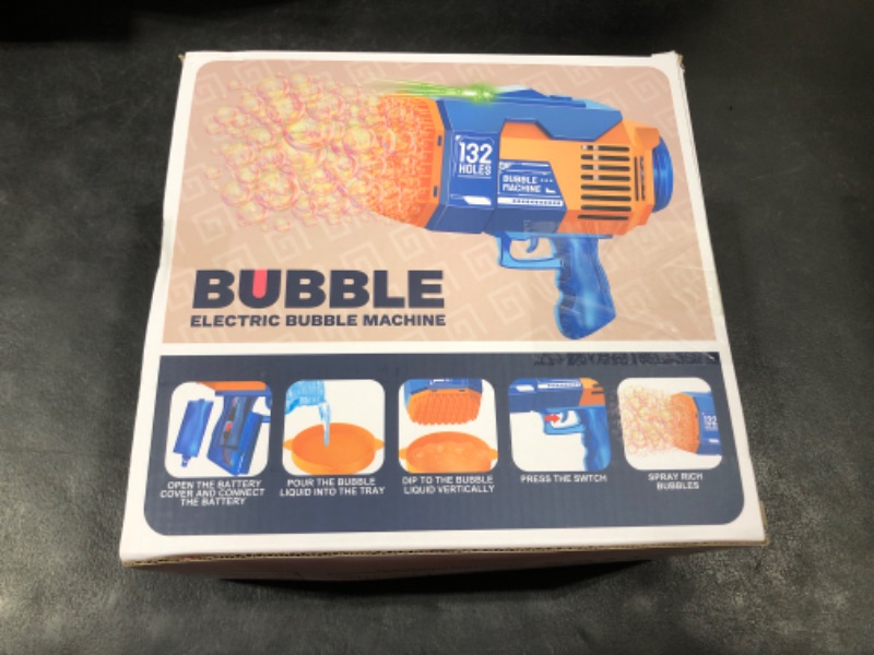 Photo 1 of Bubble Machine, 132 Holes Bubble Gun, Bubble Machine Gun with Lights/Bubble Solution, Summer Toy Gift for Toddlers Kids Adults Bubble Blaster for Outdoor Indoor Birthday Wedding Party 4 Green