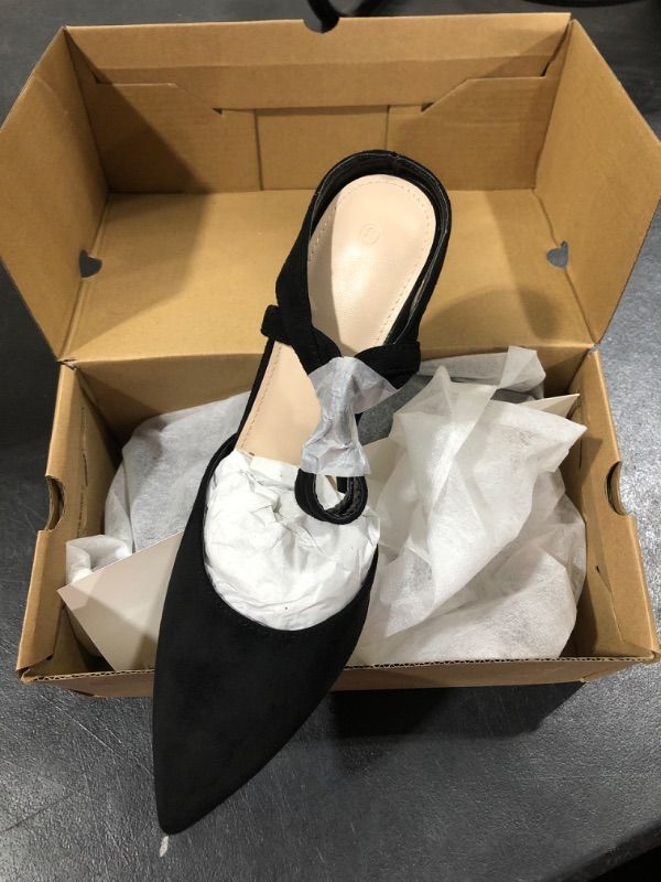 Photo 1 of Mafulus Womens High Heels Pointed Toe Stiletto Mule Heels Slip On Ankle Strap Strappy Braided Pumps Sandals 8 Black