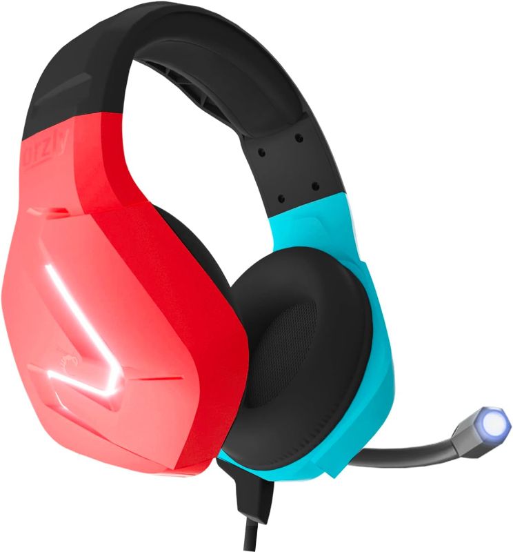 Photo 1 of Orzly Gaming Headset with Mic for Nintendo Switch OLED and Lite Joycon Color Match with Led Light Microphone & Remote - Hornet RXH-20 Tanami Edition