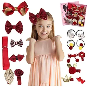 Photo 1 of 18Pack Cute Animal Candy Hair Clips Girl's Hair Bows Flower Color Ties Cartoon Elastic Hair Accessories Ponytail Holder Hair Pins for Girls Kids(Claret), 1.0 Count 