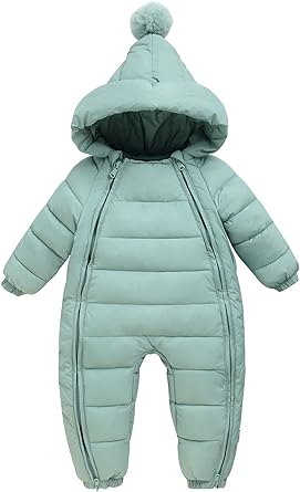 Photo 1 of Baby One Piece Snowsuit Infant Hooded Down Winter Romper Toddler Zipper Puffer Jacket Jumpsuit SIZE 6 MONTHS 