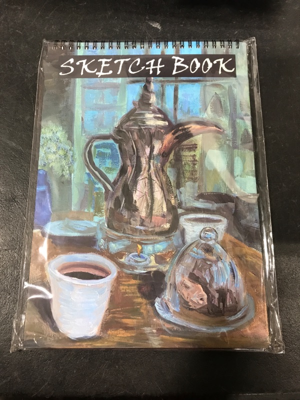 Photo 2 of Dallah Coffee Pot Art-Painted Short Side Wirebound Notebook - A4, 100 White Pages Dallah (short side)