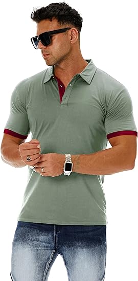 Photo 1 of CNROS Men's Short & Long Sleeve Solid Polo Shirt Slim Fit Casual Basic Design 2XL