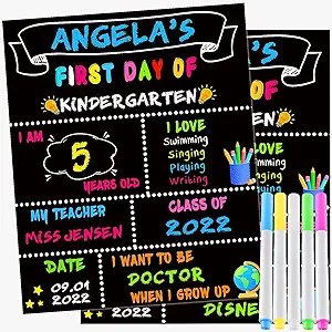 Photo 1 of 14 Pack First Day and Last Day of School Board Signs- Include 5 Markers - 12" x 10" Back to School Chalkboard Sign for Kids, Double Sided First 1st Day Photo Prop Sign for Preschool/Kindergarten