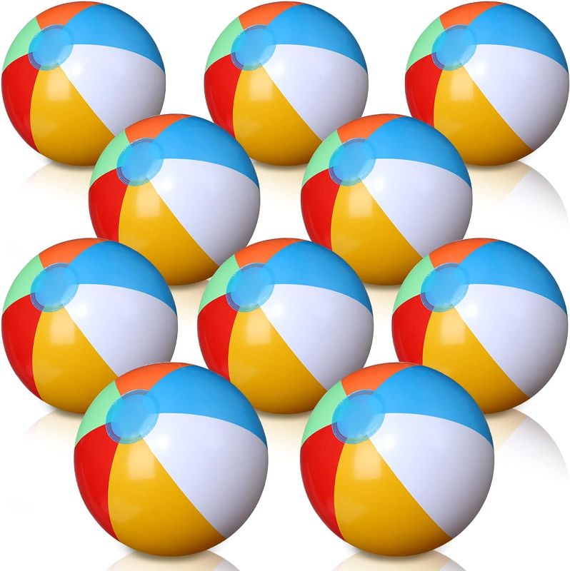 Photo 1 of 24 Pcs Inflatable Beach Balls 20" 16'' Rainbow Beach Ball Pool Party Toys Summer Outdoor Games Activities for Adults Swimming Pool Hawaiian Water Toys