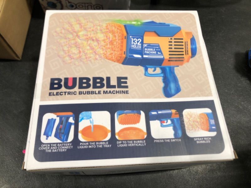 Photo 1 of 132 Holes Bubble Machine Gun-Big Rocket Boom Bubble Blower/Bubble Gun Blaster With Colored Lights, Giant Foam Maker Guns Toys Wedding Outdoor Party Gift For Kids Adults (Pink) 132 Rose