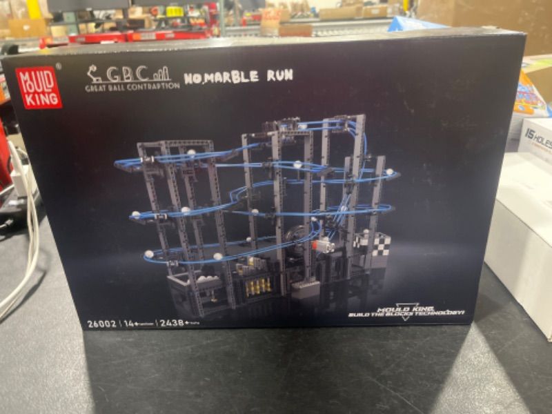 Photo 1 of Addshiny Moc Roller Coaster Assembly Line Building Set,Great Marble Run Track Ball Kit with Hyper Speed Motor, Educational Pieces Contraptions Race Game for Kids (Roller Coaster)(2438 Pieces)