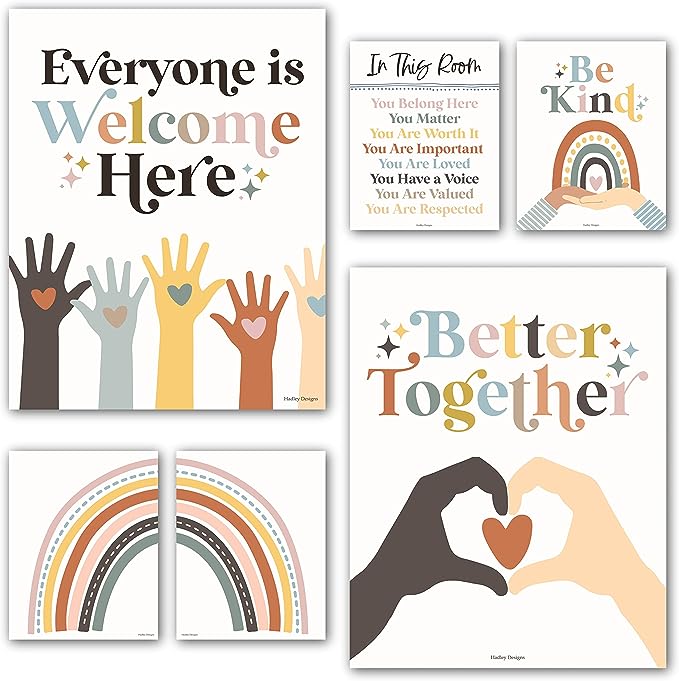 Photo 1 of Hadley Designs 6 Rainbow Poster Diversity Posters for Classroom Decor for Teachers Elementary, Decor High School, in This Classroom Poster Diversity Classroom Decor for School 




















