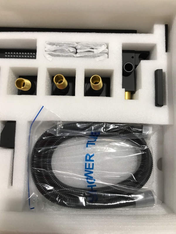 Photo 1 of Enga Shower Jets System in Wall, 12 Inch Rainfall Shower System with 6 Body Jets, Wall Mounted Rain Shower and Handheld Shower Faucet Sets Complete, Matte Black 12" Wall Shower System with 6 Jets Matte Black