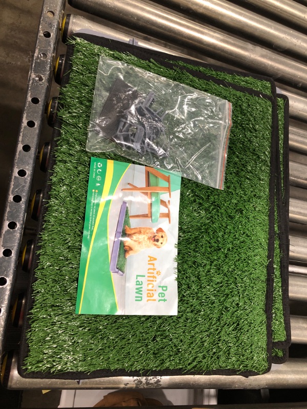 Photo 2 of Elepower 3 Packs Artificial Grass Training Pads for Dog Potty Tray, Fake Turf Grass for Dogs, Reusable Dog Grass Pee Pad for Puppy Dogs (Size: 16"* 20")
