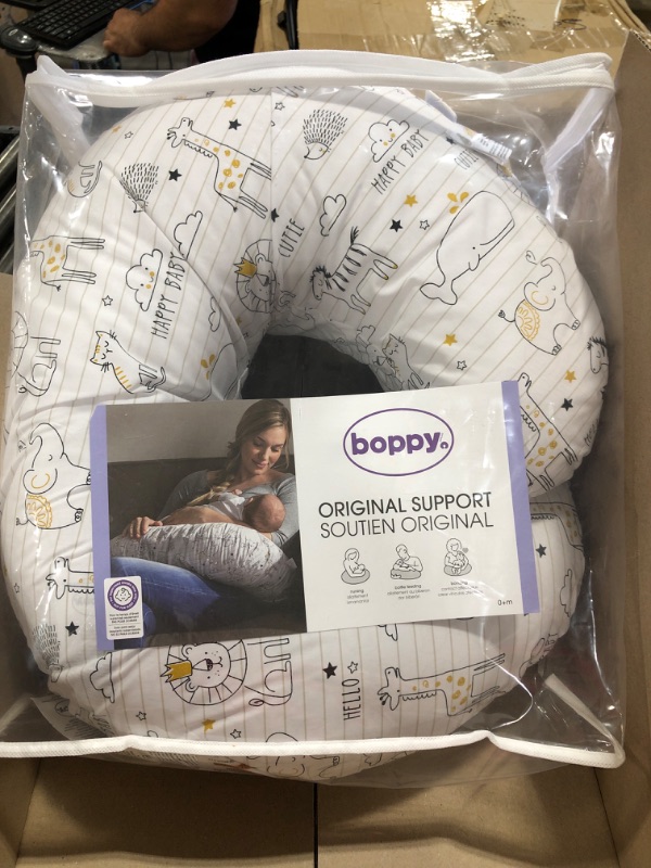 Photo 2 of Boppy Nursing Pillow Original Support, White and Gold Notebook, Ergonomic Nursing Essentials for Bottle and Breastfeeding, Firm Fiber Fill, with Removable Nursing Pillow Cover, Machine Washable