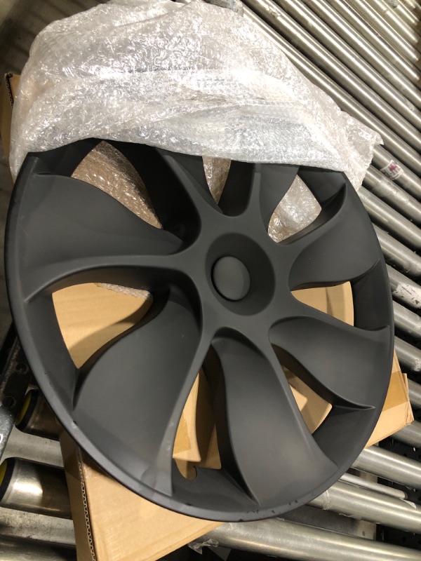 Photo 1 of BASENOR 2023 2022 2021 Tesla Model Y Hubcaps 19 Inch Wheel Cover Wheel Hub Caps OEM Rim Protectors Cover Replacement Matte Black Hubcaps Exterior Accessories Set of 4 Model Y 19 Inch Turbo