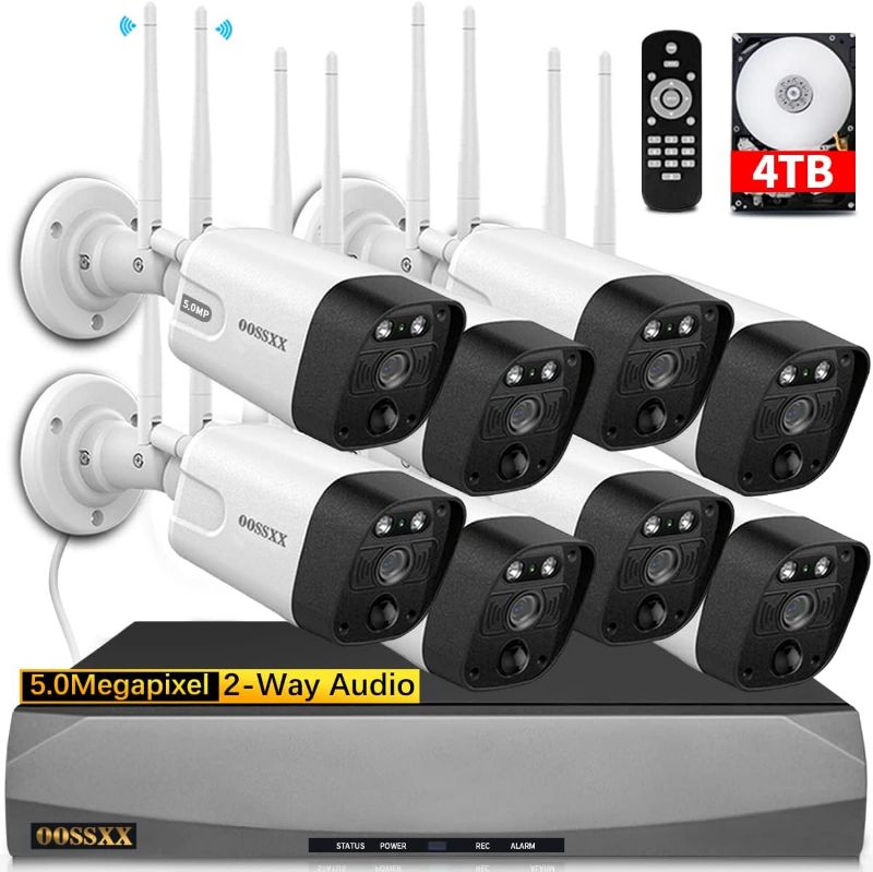 Photo 1 of (5.5MP & PIR Detection), Dual Antennas Security Camera System 3K 5.0MP 1944P Wireless Surveillance Monitor NVR Kits with 4TB Hard Drive, 2-Way Audio, 8Pcs Outdoor WiFi