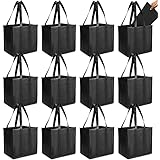 Photo 1 of BeeGreen 12 Pack Black Jute Tote Bags Bulk w Inner Zipper Pocket & Cotton Handles X-Large Burlap Beach Tote Bags for Teacher W16.5“×H13”×D7.25“ Blank Bridesmaid Tote Bags for DIY Grocery Shopping Bags for Craft