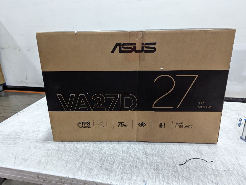 Photo 1 of ASUS 27” 1080P Monitor (VA27DQ) - Full HD, IPS, 75Hz, Speakers, Adaptive-sync/FreeSync™, Low Blue Light, Flicker Free, VESA Mountable, Frameless, HDMI, VGA, DisplayPort, Tilt Adjustable, BLACK 27" IPS FHD 75Hz w/DisplayPort