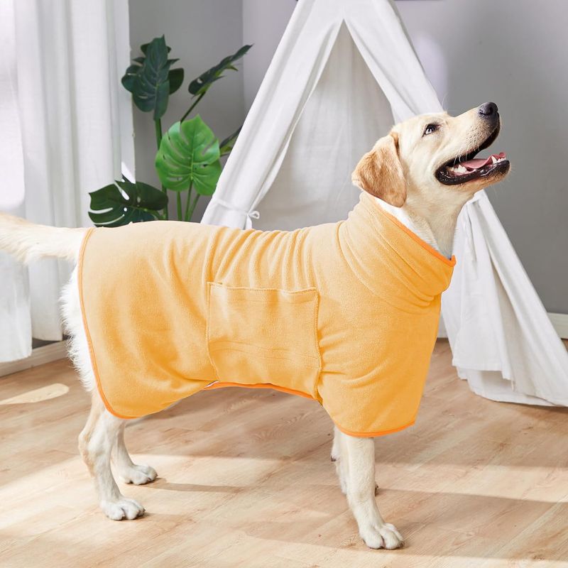 Photo 1 of Zorela Dog Robe Dog Bathrobe Towel, 400gsm Microfibre Dog Towel Robe Dog Drying Coat, Adjustable Dog Bath Robe Towel for Drying Dogs, Fast Drying Dog Robes for After Bath Beach Pool 