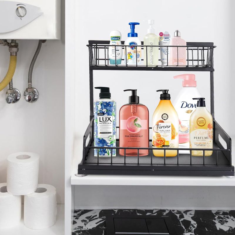 Photo 1 of 

2 Tier Under Sink Organizer, Black Pull Out Cabinet Organizer, Multipurpose Under Kitchen Bathroom Sink Organizer and Storage, Sliding Cabinet Organzier
Brand: Fengligoo