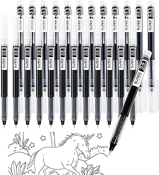 Photo 1 of  Rolling Ball Pens Quick Dry Ink 0.5 mm Extra Fine Point Pens 10 Pcs Liquid Ink Pen Rollerball Pens Black Color