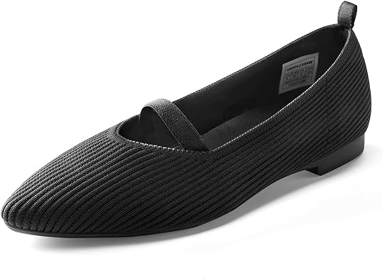 Photo 1 of BURUDANI Ballet Flat for Women,Pointed Toe Mary Jane Flats Comfortable Knit Mesh Flats for Casual Dressy Work Office Shoes - 7 1/2
