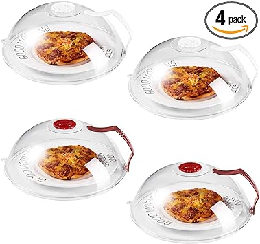 Photo 1 of 4-Pack Large Microwave Splatter Cover, Transparent Cover for Foods BPA-Free, Microwave Plate Cover Lid with Handle and Adjustable Steam Vents Holes Keeps Microwave Oven Clean 
