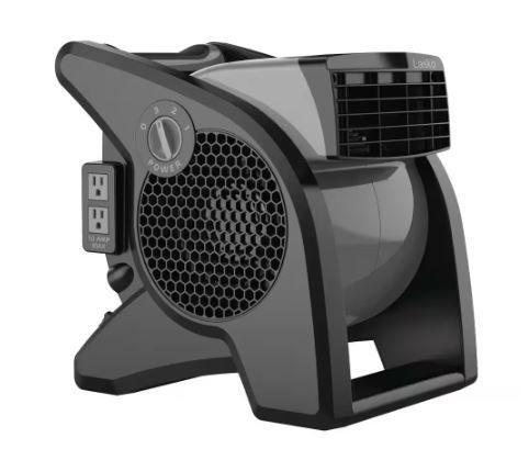 Photo 1 of 11.2 in. 3 Speeds Blower Fan in Gray with Carry Handle, Circuit Breaker, Power Outlets, High Velocity Utility Pivoting
