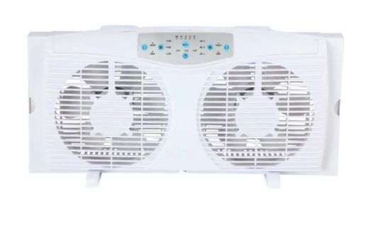 Photo 1 of 8 in. Reversible Twin Window Fan with Thermostat
