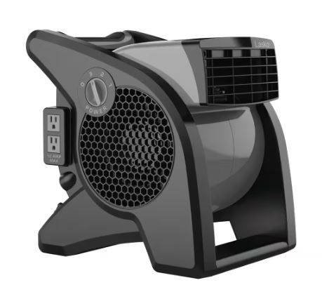 Photo 1 of 11.2 in. 3 Speeds Blower Fan in Gray with Carry Handle, Circuit Breaker, Power Outlets, High Velocity Utility Pivoting
