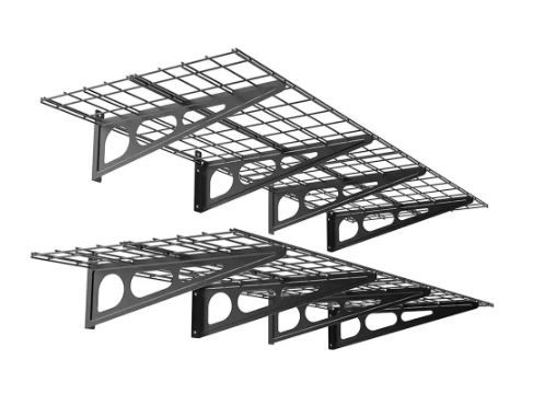 Photo 1 of 36 in. W x 24 in. D Steel Garage Wall Shelf in Black (4-Pack)
